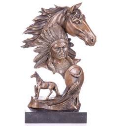 Indián, ló - bronz szobor képe